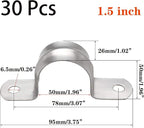 30 Pcs 1-1/2inch Rigid Pipe Strap,Two Hole Stainless Steel Strap U Bracket, Widened Tube Strap Tension Clip Assortment Kit Heavy Duty Pipe Clamp for Pipe Fixing（50mm）
