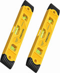 Firecore 2pcs Magnetic Torpedo Level, 9-Inch Shockproof Toolbox Level with 3 Bubble Spirit Level 45 90 180 Degree