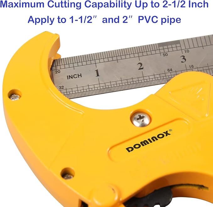 DOMINOX PVC Pipe Cutter, Cuts up to 2-1/2" PEX, PVC, PPR, Plastic Hoses& Plumbing Pipes,Ratchet PVC Cutter Tool with SK5 Blade and Aluminum Alloy Body
