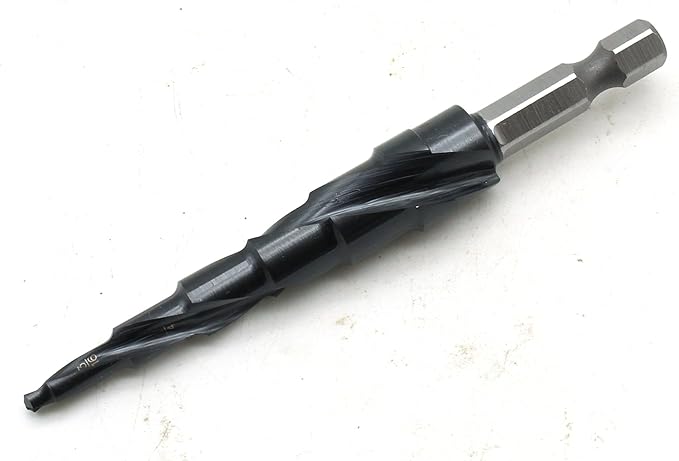 TEMO Black AITiN Coated M35 Cobalt Smooth Step Drill Spiral Flute, 6 Size from 3/16 Inch to 1/2 Inch, 1/4 Inch Hex Shank