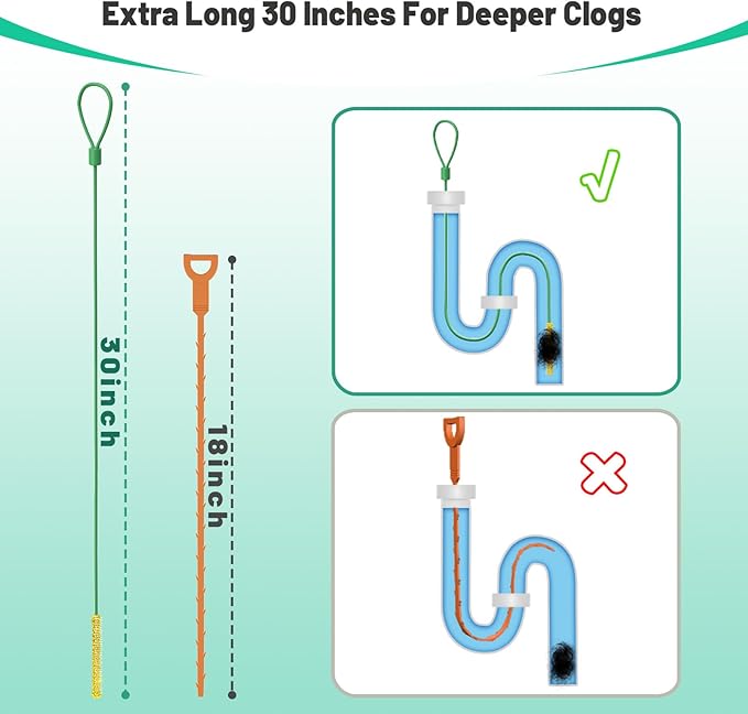 Kelly's Collection 30 Inch Drain Snake Hair Clog Remover, Anti-break Metal Sink Snake Drain Cleaner Tool with Nylon Layer, Drain Hair Removal Tool for Shower, Bathroom Sink Drain Unclog (5 Pack)