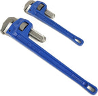 Drop Forged 2 Piece (12", 18 ") Pipe Wrench Set: Heavy Duty Hand Tools with Adjustable Plumbing Wrench, Exceed GGG standard