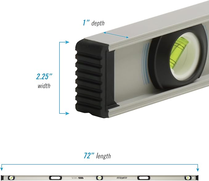 CHANNELLOCK 72-Inch, Professional-Grade Aluminum I-Beam Level with 3 Vials, 5100-0072