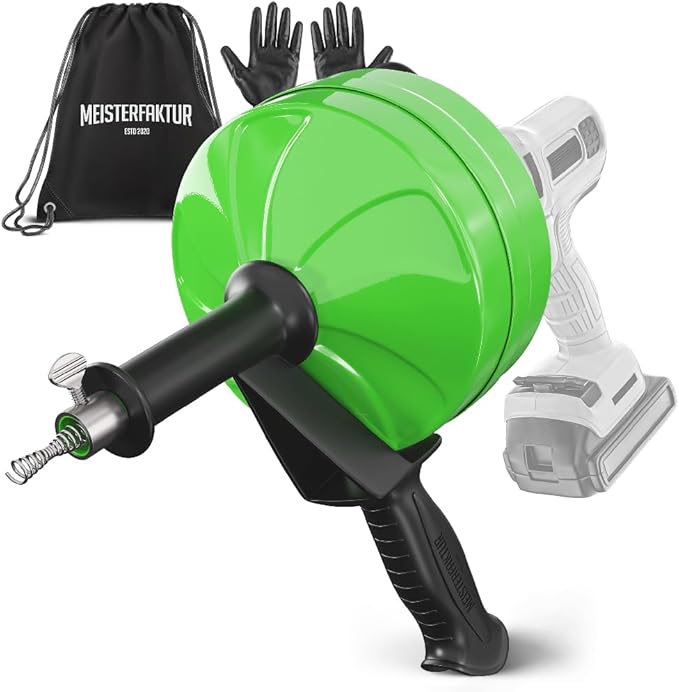 drain snake [35FT] - with drill attachment - Ideal plumbing snake for sink and drain unblocking - Solid drain auger for real DYIs! (35 FT - 1/4 inch)