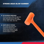 NEIKO 02849A 4 Lb Dead Blow Hammer, Neon Orange | Unibody Molded | Checkered Grip | Spark and Rebound Resistant