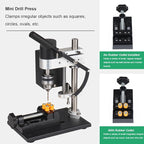 Benchtop Drill Press, Mini Drill Press, Portable Electric Drilling Machine Adjustable 7-Speed, CNC 775 Motor B10 Chuck 0.6-6mm Metal Wooden DIY Jewelry Making Crafts Tool