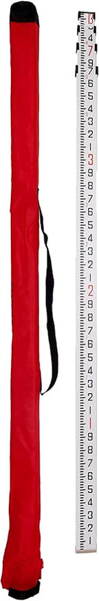 AdirPro 14-Foot Aluminum Grade Rod – 10ths, Dual Sided 4-Section Telescopic Leveling Rod – Bubble Level and Soft Carrying Case Included