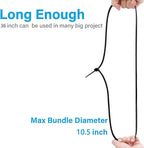 36 Inch Heavy Duty Zip Ties, UV Resistant, Extra Long Black Nylon Cable Ties (15 Pieces) 200 lb Tensile Strength