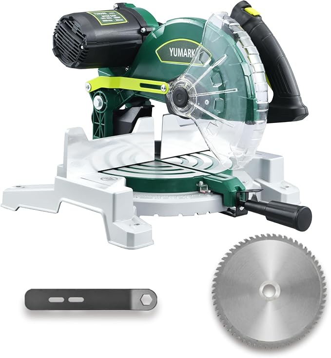 Miter Saw 10-inch Compound Miter Saw 6000RPM Corded Power Wood Circular Saw with Precision Miter Angles, Lightweight Design, 45° Adjustable Table