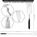1 Pcs Telescoping Inspection Mirror Mechanics Automotive Tool with Long Handle Extendable Mirror on a Stick for Technicians Mechanics Contractors Checking Observation(Black,Square)