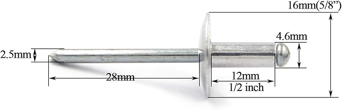 60pcs Large Flange Blind Rivets, Aluminum,Flange Diameter 5/8" (16 mm),Pop Rivets Assortment Kit Blind Rivet,3/16" x 1/2" Inch,Grip Range(4.8-8mm)