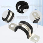 10PCS Reinforced Rigid Pipe Strap Clamp 1 Inch Conduit Clamp with Rubber Straps, Pipe Brackets for Mounting 2 Hole U Clamps Brackets Strap Hanger Tube Tension Clips Heavy Duty