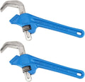 SEUNMUK 2 PCS 9-1/2 Inch Hex Offset Wrench, Offset Pipe Wrench Steel End Pipe Wrench Adjustable Plumbing Wrench Tools with Blue Handle