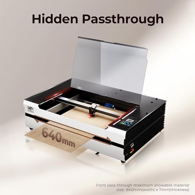 Monport Reno 65W Desktop CO2 Laser Engraver＆Cutter, 16x24 Workbed Laser Engraving Machine with New Semi-Autofocus, 2 Working Platforms, axis Adjustable for Wood Acrylic Glass