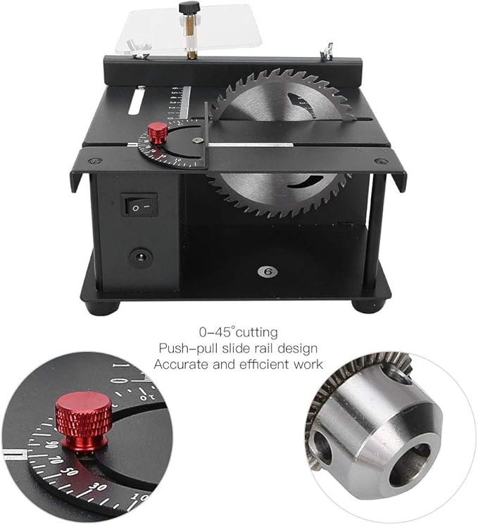 Focket Sliding Compound Miter Saw, Multifunctional Mini Table Saw, 3000rpm, 35mm Cutting Depth, 0-90 Bevel Cutting, Extensible Table, Crosscutting, Versatile Material Cutting