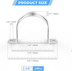 24Pcs 2 3/8 Inch (60mm) 304 Stainless Steel Conduit Clamps, U-Tube Strap Pipe Clamp 2 Hole Strap U Bracket Rigid Pipe Metal Conduit Strap Tension Clips U-tube Clamp