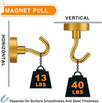 MIKEDE Magnetic Hooks Heavy Duty, 40 Lbs Magnet with Hooks for Cruise Cabins, Strong Magnets Neodymium for Hanging, Magnetic Wall Hooks for Refrigerator, Locker, Workplace(Yellow, 10 Pack)