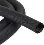 Black Braided Cable Management Sleeves Wire Loom Tubing Cord Protector Self-Wrapping (1/2"-12Feet)