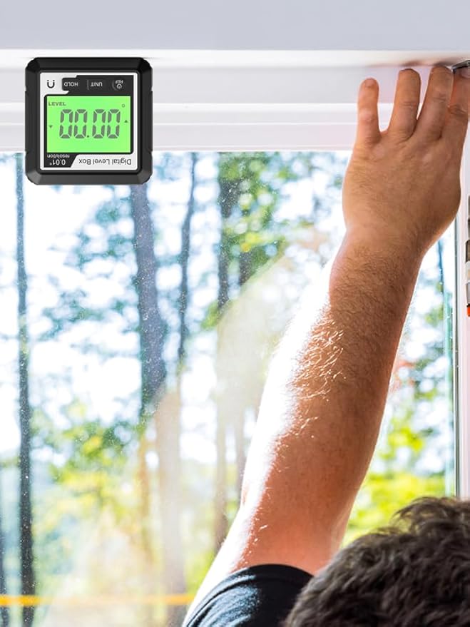 Digital Level Angle Gauge Meter Magnetic Electronic Level Angle Finder Tool Protractor Inclinometer Woodworking Tools with Magnet for Construction, Woodworking and Machinery(Black+white) (black)