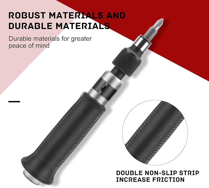 1/4" Manual Hand Impact Driver Set Extractor-14 PCS Impact Screwdriver S2 Steel Much More Durable Disengage Rusted Fasteners or Frozen Bolts Manual Reversible Impact Driver Set