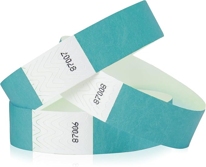 1,000 WristCo Caribbean Blue Tyvek Wristbands for Events - Comfortable Tear Resistant Paper Bracelets ID Wrist Bands for Concerts Festivals Admission Party Identification