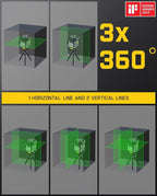 Fanttik D12 PRO Laser Level 3 x 360°, Self-Leveling Cross Line Laser with LED Screen, 3D Green Cross Line, 5200 mAh Battery Rechargeable, Pulse Mode, Magnetic Support