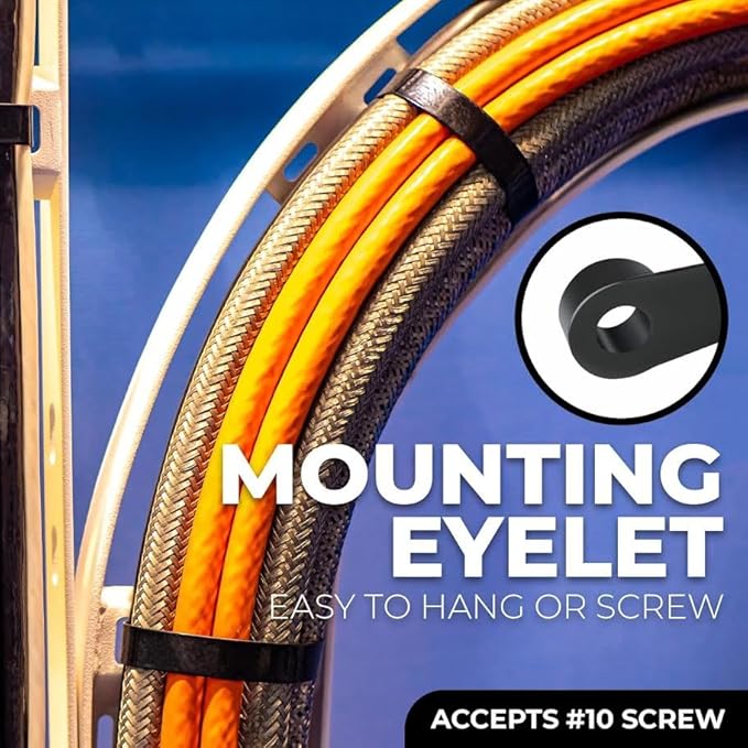 BEST CONNECTIONS Black Cable Ties – 100 Pieces 8 inches with Screw Down Hole for Mounting- Strong Nylon Wire Ties with 50 Lbs Tensile Strength – Cable Management Ties for Outdoor & Indoor