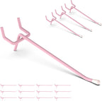 HUHOLE Pegboard Hooks 4 Inch 50PC, Pink Peg Board Hooks, Fit 1/4" or 1/8" Pegboard, Ideal Peg Board Organizer Accessories for Wall Display, Crafts Organization, Kitchen Organizer (Pink, 4 Inch)