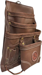 Supreme Leather Tool Pouch for Construction Carpenter Tool Bag Electrician's Pouch | 10 Pockets 2 Stainless Steel Hammer Holders Top Grain Leather Bag