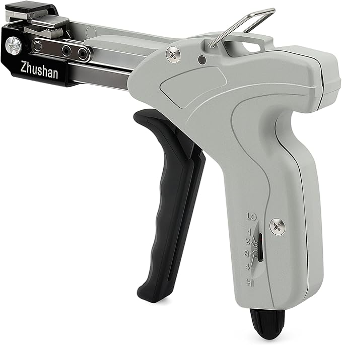 Zhushan Stainless Steel Cable Tie Gun, Auto Tighten & Cut Tool for 4.6–7.9mm Metal Ties, 4-Level Tension, Heavy-Duty & Easy to Use