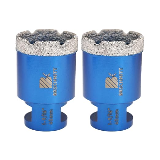 1-3/5 Inch Diamond Core Drill Bit for Porcelain Tile Ceramic Marble Granite Drilling,BRSCHNITT 2pcs Vacuum Brazed Diamond Hole Saw with 5/8-11 Thread (40mm 2pcs)