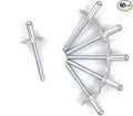60 pcs Large Flange Blind Rivets, Aluminum,Flange Diameter 5/8" (16 mm),Pop Rivets Assortment Kit Blind Rivet,3/16" x 3/8" Inch,Grip Range(3-6mm)