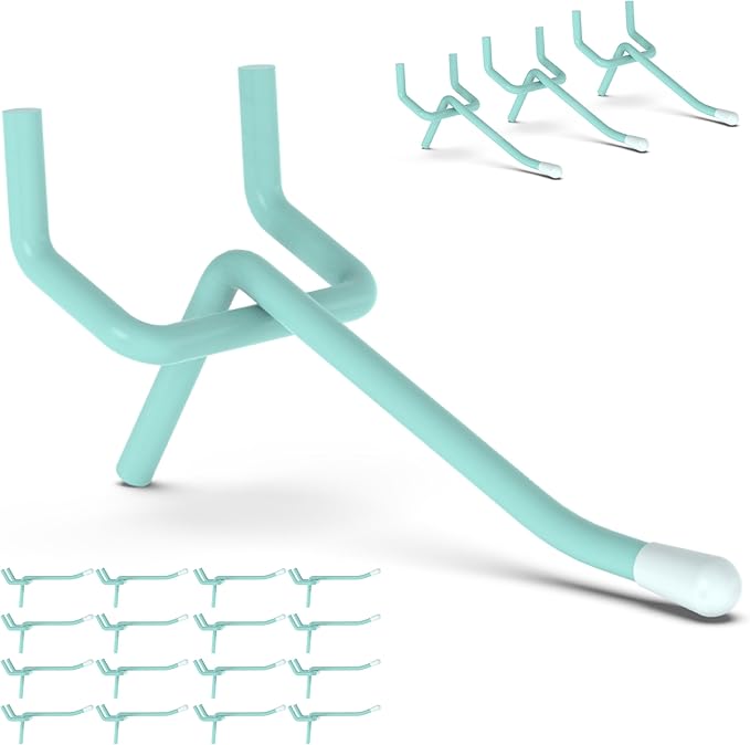 HUHOLE Pegboard Hooks 2 Inch 50PC, Blue Peg Board Hooks, Fit 1/4" or 1/8" Pegboard, Ideal Peg Board Organizer Accessories for Garage Tool Organization, Wall Storage (Blue, 2 Inch)