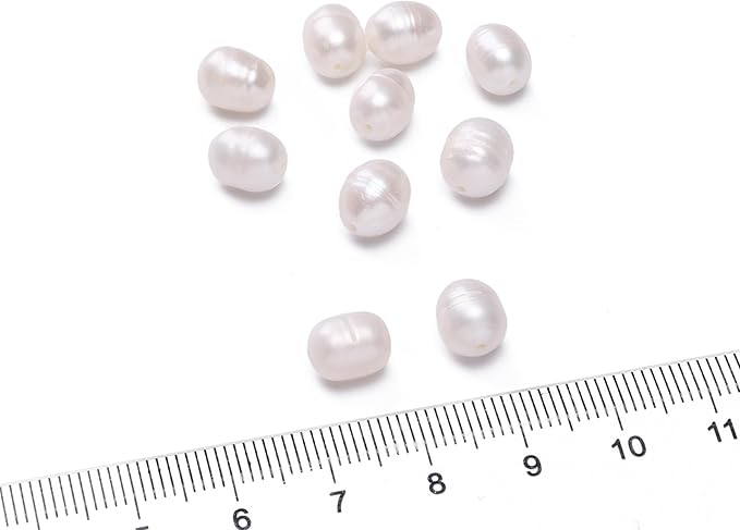 Natural Pearl Beads Rice 7-8mm White Freshwater Cultured Loose Gemstone Beads for DIY Jewelry Making 13.8''/Strand HQ