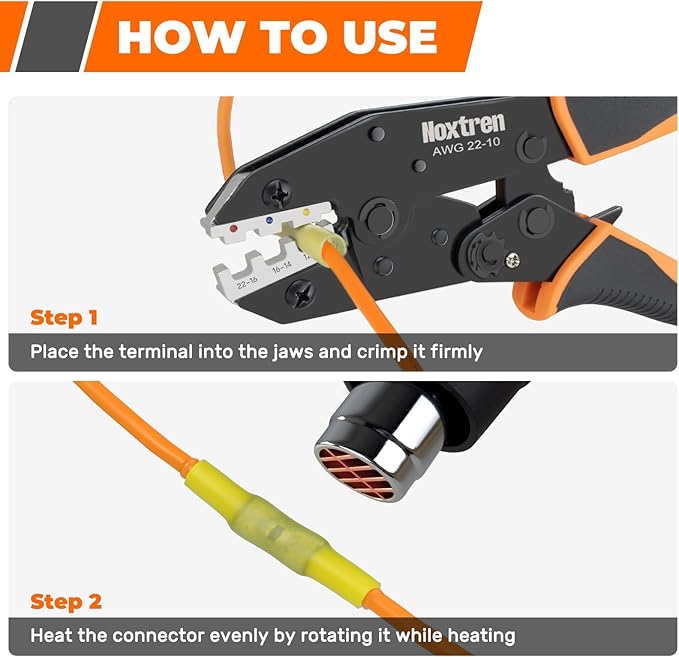 Crimping Tool For Heat Shrink Connectors, 220PCS AWG 26-10 Waterproof Automotive Marine Grade Heat Shrink Butt Connectors and Wire Stripper