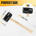 2-Pack Rubber Mallet Hammer Set, 8oz & 25mm Small Rubber Mallet Hammer Tool, Rubber Mallet for Flooring, Tent Stakes, Woodworking, Camping, Crafts, Jewelry Wood Rubber., LOZ-M0825
