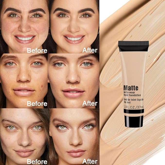 1 Pack Liquid Foundation Cream for Face Makeup,Durable Full Coverage Matte Concealer Make Up,Oil Control & Waterproof Base Primer -1 Fl.Oz (BEIGE 7#)-VeraVaultWomen