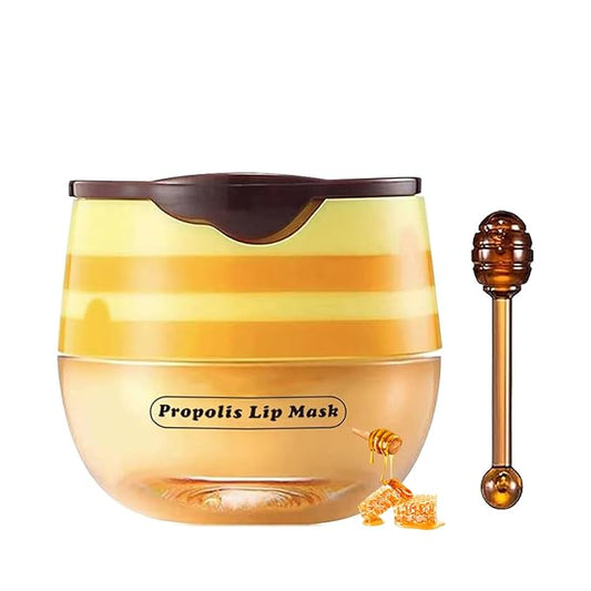 1 PCS Bee Lip Balm Lip Mask Honey Pot, Honey Moisturizing Sleeping Lip Mask Overnight with Sticks, Lip Balm Honey Pot Lip Balm Hydrating Prevention Dry and Crack Lip Scrubs Exfoliator-VeraVaultWomen