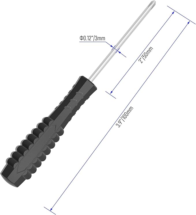 5PCS Mini Phillips Screwdriver, 3mm Cross Head with Black Non-slip Handle for Small Appliances, 4"(100mm) Total Length, Non-magnetic