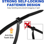 Zip Ties, RAZCC 1200pcs Black Cable Zip Ties 8 Inch, Heavy Duty Plastic Wire Ties with 50lb Tensile Strength, Self-Locking Black Nylon Tie Wraps for Indoor and Outdoor
