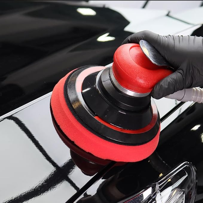 Random Orbital Sander 5" & 6" Pneumatic Palm Sander with Extra 5" Backing Plate, Sponge Polishing Pads, Sandpapers Low Vibration and Heavy Duty for Wood, Composites, Metal