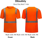 High Visibility Shirts Quick Dry Safety T Shirts with Reflective Strips and Pocket Short Sleeve Mesh Hi Vis Construction Work Class 2 Shirt for Men/Women Orange,6XL