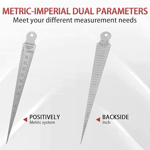 1-15mm Stainless Steel Double Sided Welding Taper Gauge Measuring Instrument Feeler Gauge Depth Gauge Aperture Ruler Inch&Metric Measuring Tool（1PCS）