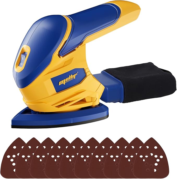 Mellif Cordless Detail Sander Compatible with Dewalt 20V MAX Battery (Tool Only), Brushless Corner Sander with 12,000 OPM Speed, 10PCS Sandpapers, Dust Collector, for Tight Space, Metal, Woodworking