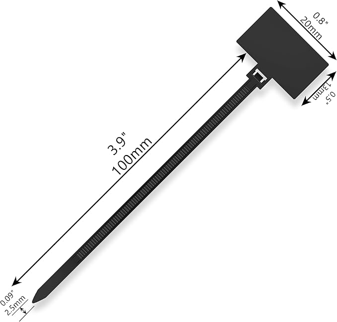 Cable Zip Tie with Tag,Wire Zip Ties with Label,200 Pcs 4 inch Plastic Nylon Cable Ties,Multi Color Self-Locking Write on Tie Wraps