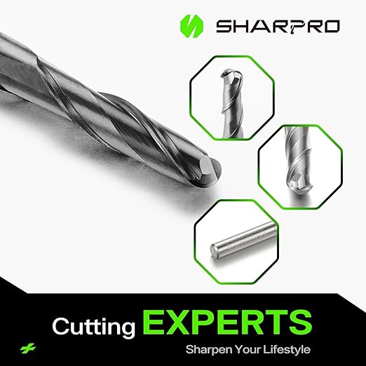 Carbide Ball Nose End Mill 2 Flute 1/8 Inch SHK. and Cutting Dia. 3D Carving, High-Speed and Deep Cutting, AlCrN Coated, Apply for Alloy Steel, Stainless Steel and Various Cast Iron.