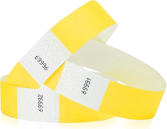 1,000 WristCo Pantone Yellow Tyvek Wristbands for Events - Comfortable Tear Resistant Paper Bracelets ID Wrist Bands for Concerts Festivals Admission Party Identification