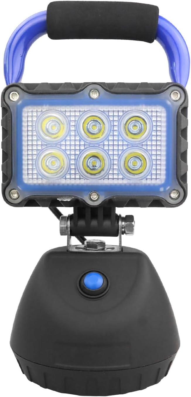 SMA LED 18W Work Light 2400LM Aluminum Alloy Strong Magnetic Waterproof Dustproof Portable Handle Floodlight Suitable for Repair Workshop Garage Construction Site (Blue)