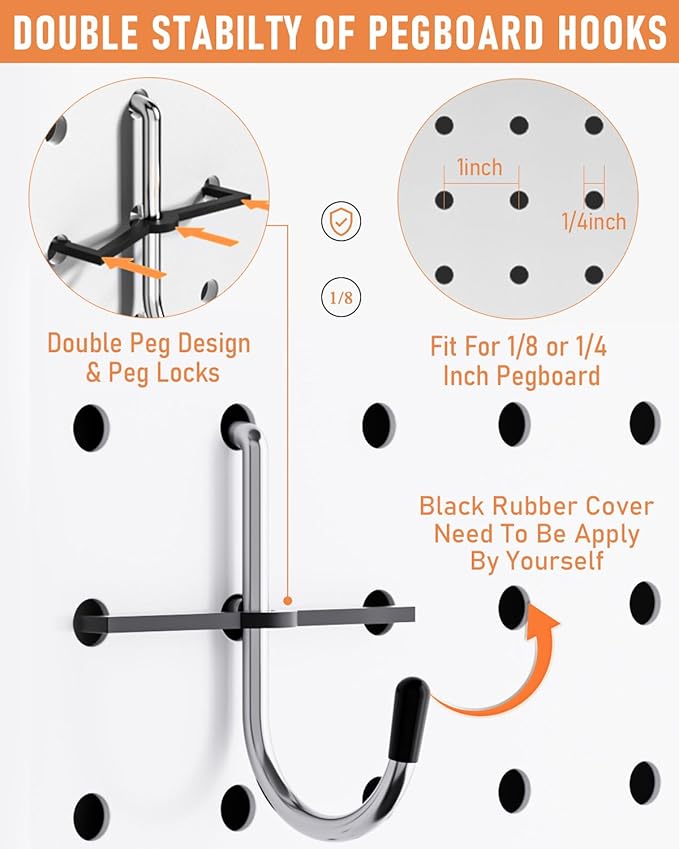 INCLY 278PCS Pegboard Accessories Organizer Kit, Peg Board Hooks Assortment with Bins for Organizing Various Tools, Fit 1/8 or 1/4 inch Pegboard for Hanging Storage, Garage Wall Attachments