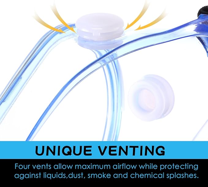 Yunsailing 30 Pack Protective Safety Goggles Clear Lab Over Glasses Anti Fog Eye Protection Goggles for Men Women(Clear Blue)